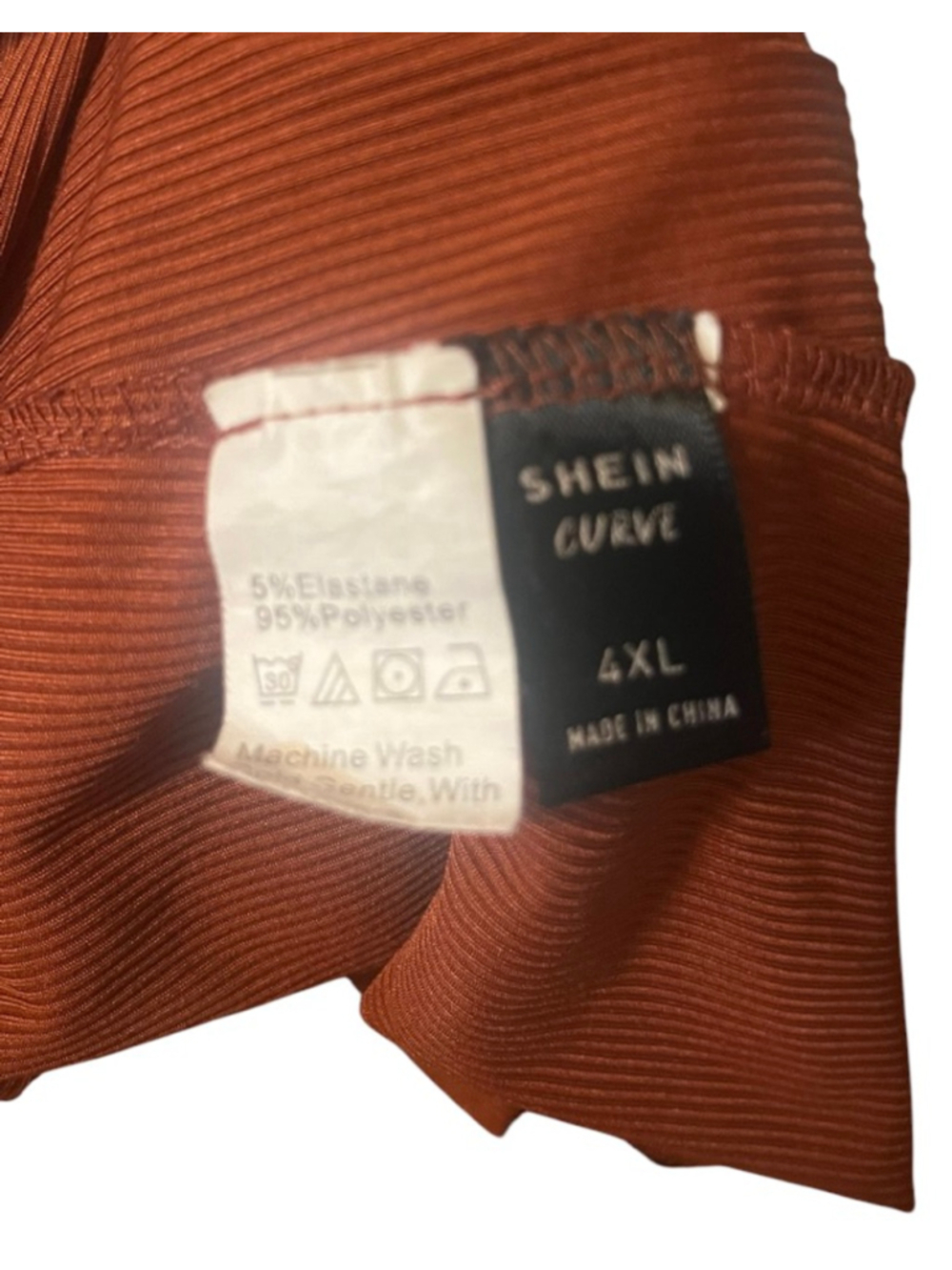 Women's SHEIN Plus Rust/Burnt Orange Ribbed Long Sleeve Dress 4X - Picture 6 of 6